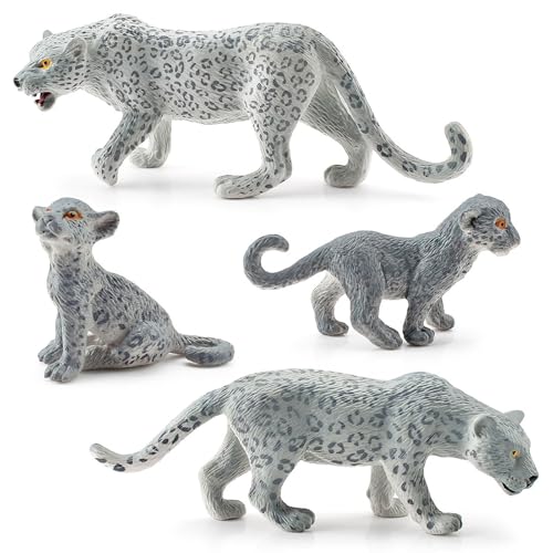 Schneeleopard-Figuren - Highland-Tiermodelle, realistische Torte | pädagogische Tierspielzeugfiguren für kleine Kinder, Tragen von Comp-Partydekorationen von Generic