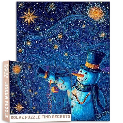 Schneemann-Geschenk, Nachthimmel, Puzzle, Sternenstadt, 1000 Teile, bunte Kunst, Erwachsene, anspruchsvolle Familienaktivitäten, Spiele, bunt, DIY-Bastelpuzzle für Heimdekoration, Geschenke von Generic