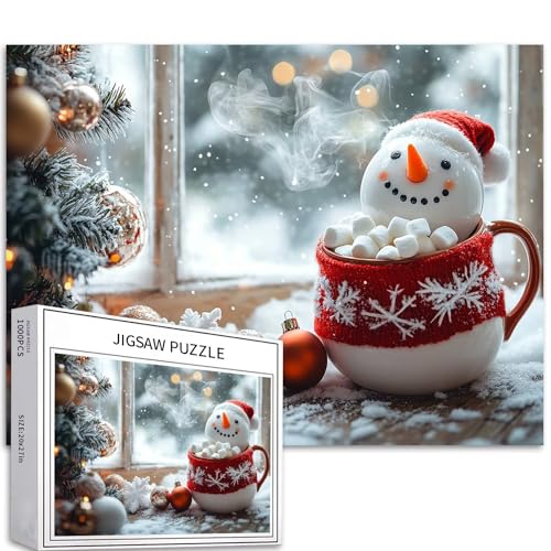 Schneemann-Tasse, 1000-teiliges Puzzle für Erwachsene, Weihnachtsbaumdekoration, Kunst-Puzzle, bunte DIY-Puzzles für Heimdekoration, Geschenke, Familienpuzzle, perfekt für Spieleabende, 70 × 50 cm Schneemann-Tasse, 1000-teiliges Puzzle für Erwachsene, Weihnachtsbaumdekoration, Kunst-Puzzle, bunte DIY-Puzzles für Heimdekoration, Geschenke, Familienpuzzle, perfekt für Spieleabende, 70 × 50 cm von Generic