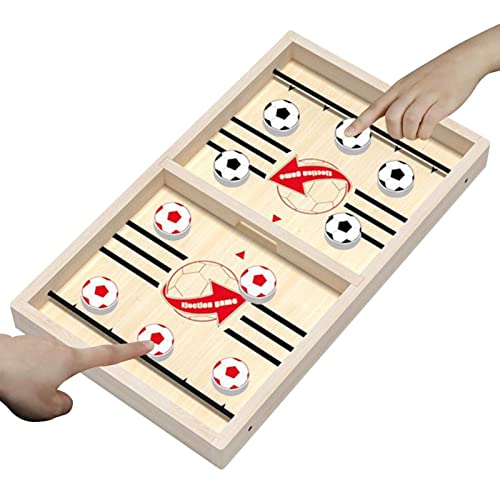 Schnelles Sling Puck Spiel – Sling Puck | Fußballschleuder-Brettspiel mit 10 Scheiben, Tischfußball mit Holzscheibenschlinge, interaktives Brettspiel für Eltern von Generic