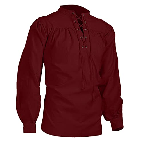 Schnürhemd Herren Piratenhemd Retro Schnürung Langärme Mittelalter Wikinger Renaissance Hemd Hippie Shirt Baumwolle Halloween Karneval Kostüm Bluse Schwarz/Weiß Schnürhemd Herren Piratenhemd Retro Schnürung Langärme Mittelalter Wikinger Renaissance Hemd Hippie Shirt Baumwolle Halloween Karneval Kostüm Bluse Schwarz/Weiß von Generic