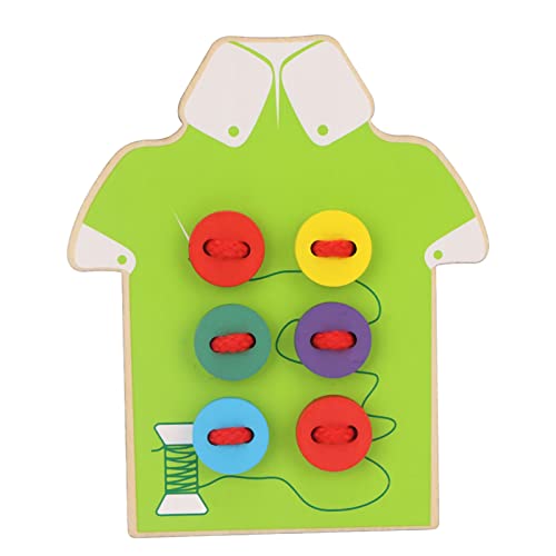 Schnürung Spielzeug für Kleinkinder, Holzfadenspielzeug Verbesserung der Handaugenkoordination Helle Farben Kleidung Form Design Holzschnürung Spielzeug Kleinkind -Schnürung Kleinkind (Green) von Generic