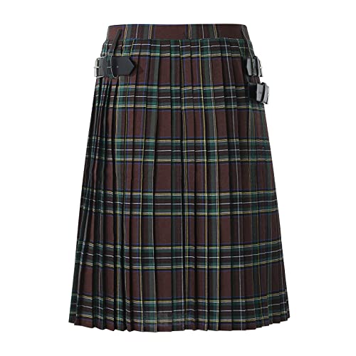 Schottischer Kilt Herren Klassischer Kariert Kilt Highland Irish Tartan Utility Kilts Schotte Minirock Schottenkilt Hohe Taille Faltenröcke von Generic