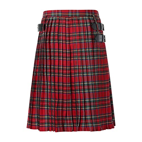 Schottischer Kilt Herren Klassischer Kariert Kilt Highland Irish Tartan Utility Kilts Schotte Minirock Schottenkilt Hohe Taille Faltenröcke von Generic