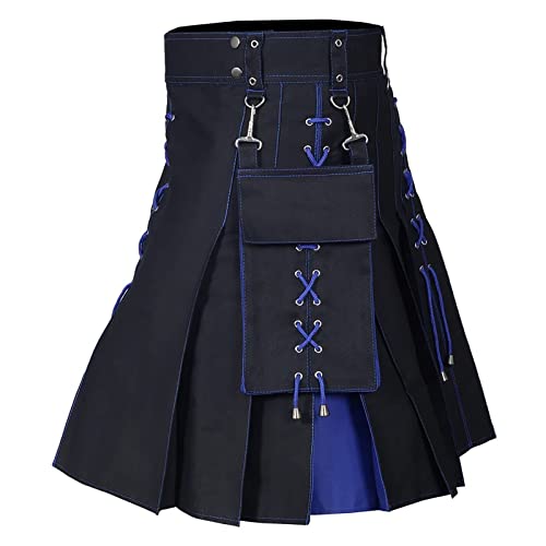 Schottischer Kilt Herren Tartan Utility Kilt Highland Irish Tartan Schotte Kilt Traditioneller Mittelalterliche Gothic Kilt Faltenröcke von Generic