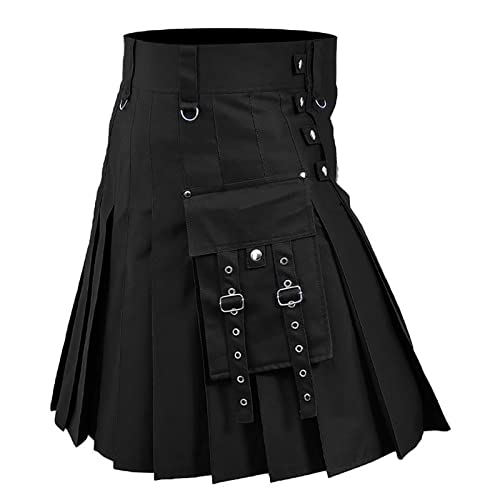 Schottland Kilt Rock Herren Traditioneller Vintage Schottischer Kilt Mittelalter Gothic Punk Mode Taschenröcke Schottische Halloween Bekleidung Plaid Faltenrock Neu von Generic