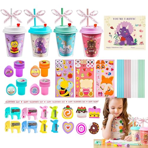 Schreibwarenset für für Mädchen, Valentinstagsgeschenk für Kinder, 24-teiliges Briefpapier-Set | Sichere Geschenktasche für Partys, Geschenke für den Valentinstag von Generic