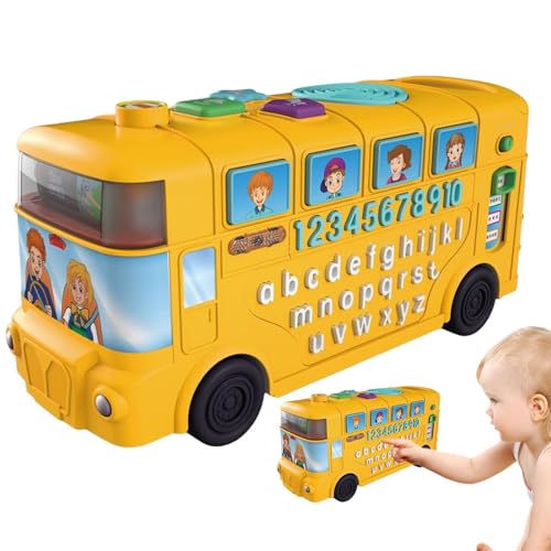Schulbus Spielzeug mit Sound und Licht, Buslernen mit Licht, Schulbusnummer mit Licht, Anerkennung Radgetriebe Set, Phonetisches Lernspielzeug für Schulbus Spielzeug mit Sound und Licht, Buslernen mit Licht, Schulbusnummer mit Licht, Anerkennung Radgetriebe Set, Phonetisches Lernspielzeug für von Generic