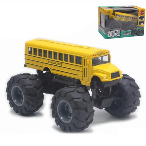 Schulbus-Spielzeug mit großen Rädern aus Legierung, Pull Back & Go, Reibungsbetriebenes Modell (ideal für Jungen) BgP450 (A, 14x10x8cm) von Generic