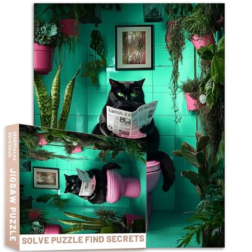 Schwarze Katze, rosa Toilette, Badezimmer, Kinoporträt, 1000 Teile, Puzzle, Tierkunst, anspruchsvolle Familienaktivitäten, Spiele, bunt, DIY-Bastelpuzzle für Heimdekoration, Geschenke Schwarze Katze, rosa Toilette, Badezimmer, Kinoporträt, 1000 Teile, Puzzle, Tierkunst, anspruchsvolle Familienaktivitäten, Spiele, bunt, DIY-Bastelpuzzle für Heimdekoration, Geschenke von Generic
