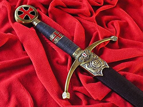 Schwert echt Templer Schwert Ritterschwert mit Einer Scheide 3110/V 100% handgefertigt in Toledo Spanien Replik Dekoratives Schwert aus Stahl für Mittelalter für einen Sammler oder als Geschenk. von Generic