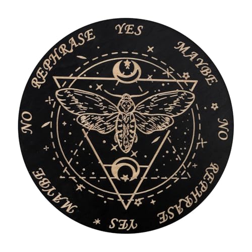 Schwingende Weissagungsbrett - 15 cm Ouija Geist Board Malmuster | Runde Alkoholbrett aus Holz | ja/nein/vielleicht Entscheidungsmatte, geheimnisvolle Wahrsagerei Tool Hexerei Wikka von Generic