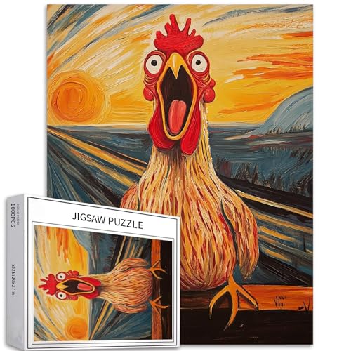 Screaming Chicken Puzzle für Erwachsene, Cartoon-Stil, Kunst-Puzzle, bunt, DIY-Puzzle, Heimdekoration, Geschenke, Familienpuzzle, perfekt für Spieleabende, 50 x 70 cm, 1000 Teile Screaming Chicken Puzzle für Erwachsene, Cartoon-Stil, Kunst-Puzzle, bunt, DIY-Puzzle, Heimdekoration, Geschenke, Familienpuzzle, perfekt für Spieleabende, 50 x 70 cm, 1000 Teile von Generic