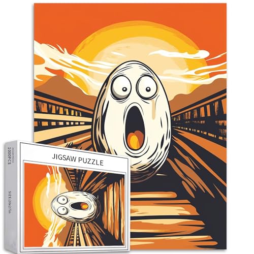 Screaming Egg 1000 Teile Puzzle für Erwachsene, überraschter Ausdruck, Kunst-Puzzle, bunte DIY-Puzzles für Heimdekoration, Geschenke, Familienpuzzle, perfekt für Spielabende, 50 × 70 cm von Generic