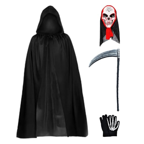 Sensenmann Kostüm | 4-teiliges Halloween-Kostüm, Halloween-Kostüm, Halloween-Kostüm für Körpergröße 150-190 cm Sensenmann Kostüm | 4-teiliges Halloween-Kostüm, Halloween-Kostüm, Halloween-Kostüm für Körpergröße 150-190 cm von Generic