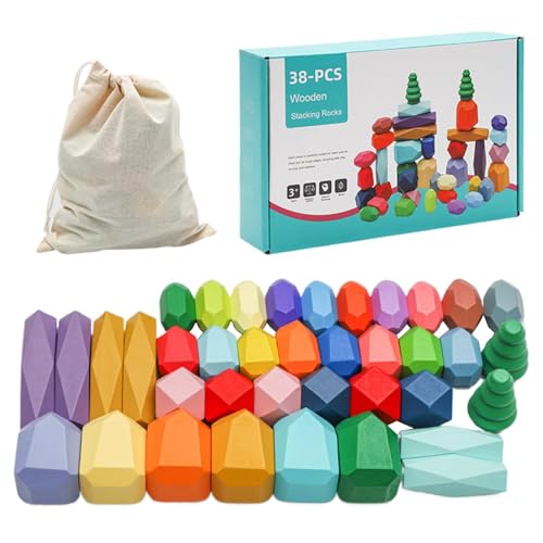 Sensorische Bausteine für, Holz Stapelsteine Set, Sensorisches Stapelsteine Set für Mädchen, Stapelsteine Balanciersteine Kleinkinder für Reisen von Generic