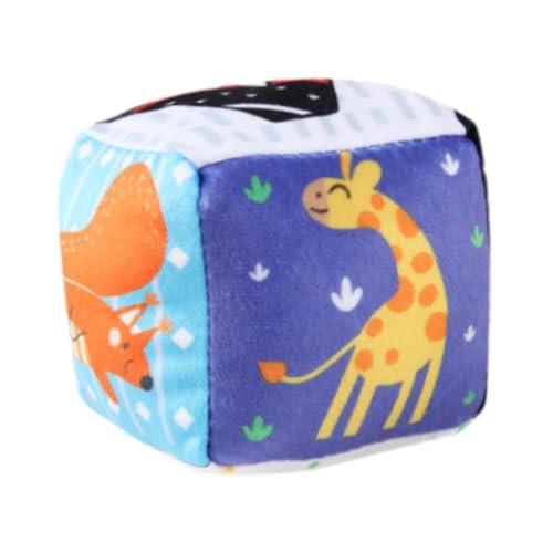 Sensorischer Würfel Entwickelt Feinmotorik, Leicht zu Greifendes Stofftier mit Knisterrasseln für Neugeborene, 0 3 6 Alt, Geschenk für, Giraffe von Generic