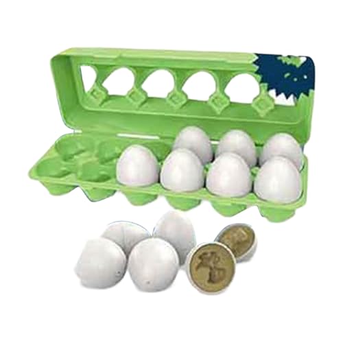 Sensorisches Eier-Zuordnungsspielzeug für Kleinkinder 1–3, Ostereikarton-Formerkennungs-Sortierpuzzle, koordiniertes frühes Lernen, pädagogische Feinmotorik, Montessori-Geometrie (Green, 27X6.5cm) von Generic