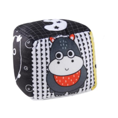 Sensory Cube Entwickeln Feinmotorik Cartoon Cognitive Leicht zu Greifen Crinkle Und Rasseln für 3M+ Kleinkindergeschenk, Nilpferd von Generic
