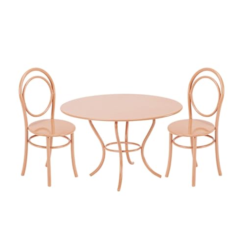 Set mit 3 Miniaturtischen Und Stühlen für Das Puppenhaus, Zubehör für Den Feengarten Im Maßstab 1:12, Rosa Set mit 3 Miniaturtischen Und Stühlen für Das Puppenhaus, Zubehör für Den Feengarten Im Maßstab 1:12, Rosa von Generic