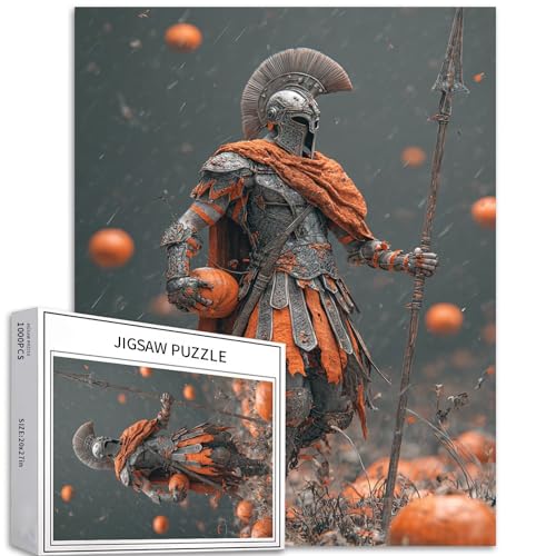 Shadow Warrior Puzzle für Erwachsene, 1000 Teile, Motiv: Jack-o'-Laterne, Kunst-Puzzle, bunt, DIY-Puzzles für Heimdekoration, Geschenke, Familienpuzzle, perfekt für Spieleabende, 50 x 70 cm von Generic