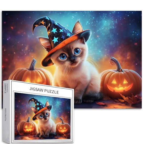 Siamesisches Katzenjunges Nachthimmel, 1000-teiliges Puzzle, für Erwachsene, Anfänger, anspruchsvoll, DIY, Basteln, buntes Puzzle, Heimdekoration, Geschenk, 68 x 50 cm Siamesisches Katzenjunges Nachthimmel, 1000-teiliges Puzzle, für Erwachsene, Anfänger, anspruchsvoll, DIY, Basteln, buntes Puzzle, Heimdekoration, Geschenk, 68 x 50 cm von Generic