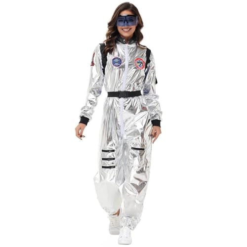 Silber Astroauten Kostüm Unisex, Astronaut Raumfahrer Kostüm, Raumfahrtanzug Mit Brillen Und Taschen Jumpsuit Space Cosmonauten Raumfahrer Costume Lustig Galaxie Outfit Unisex Für Halloween & Karneval Silber Astroauten Kostüm Unisex, Astronaut Raumfahrer Kostüm, Raumfahrtanzug Mit Brillen Und Taschen Jumpsuit Space Cosmonauten Raumfahrer Costume Lustig Galaxie Outfit Unisex Für Halloween & Karneval von Generic