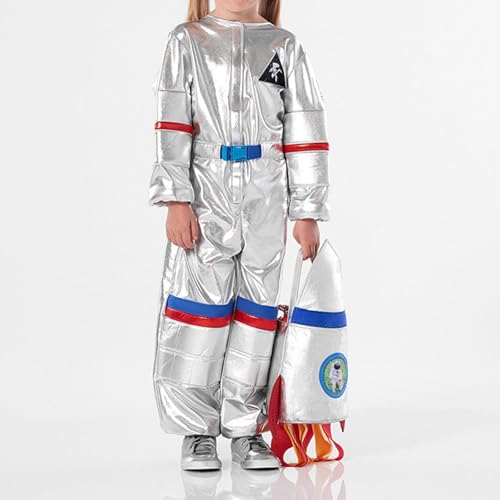 Silber Astronaut Kostüm Kind - Astronauten Kostüm Für Kinde Jumpsuit Space Mit Gürtel Cosmonauten Raumfahrer Costume Spacewalk Uutfit Spacewalk Outfit Für Mädchen Jungen Halloween & Karneval von Generic