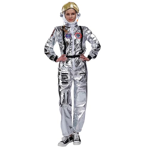 Silber Astronauten Kostüm Overall, Astronaut Raumfahrer Kostüm, Space Cosmonauten Mit Astronautenhut Jumpsuit Space Reflexstreifen Abenteuer Galaxie Outfit Lustig Mondkostüm Für Halloween & Karneval Silber Astronauten Kostüm Overall, Astronaut Raumfahrer Kostüm, Space Cosmonauten Mit Astronautenhut Jumpsuit Space Reflexstreifen Abenteuer Galaxie Outfit Lustig Mondkostüm Für Halloween & Karneval von Generic