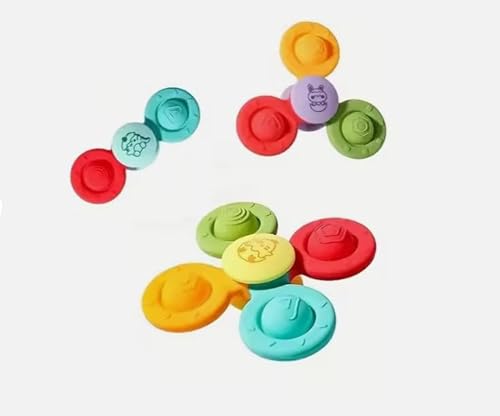 Silikon Saugnapf-Babyspielzeug, 3er Pack Badespielzeug für Babys, Fidget Spinner Sensorik Spielzeug ab 6 Monate, Zahnungsfreundlich, farbenfrohes Entwicklungsspielzeug für Badewanne, Fenster & Tisch Silikon Saugnapf-Babyspielzeug, 3er Pack Badespielzeug für Babys, Fidget Spinner Sensorik Spielzeug ab 6 Monate, Zahnungsfreundlich, farbenfrohes Entwicklungsspielzeug für Badewanne, Fenster & Tisch von Generic