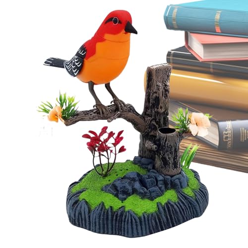 Simulation Elektronischer Vogel - Chirping -Stifthalter, süße Schreibtischdekoration | Realistisches dekoratives Vogelspielzeug für Schulkinder, Schlafzimmer, Küche, Wohnzimmer, Erwachsene Geschenk zu von Generic