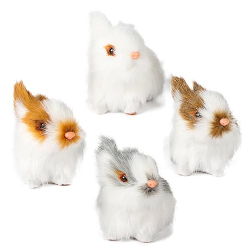 Simulationshase, Simulationskaninchen, niedliche Plüschfiguren, realistische Hasen-Figuren mit Pelz, Miniatur-Figuren, Hasenmodell, realistisches Plüschhase für Tisch, Garten von Generic