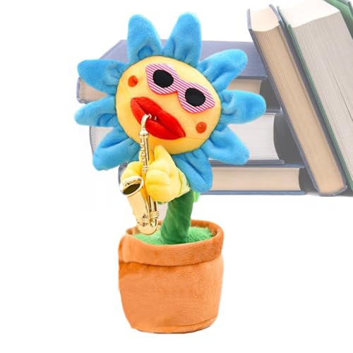 Singende Tanzende Sonnenblume - Tanzendes Sonnenblumenspielzeug, Glühende Sprechende | Sich Wiederholende Aufnahme, Saxophon, Weiche Blume - Lustiges Geschenk Zum Singen Und Tanzen 200 Liedern von Generic