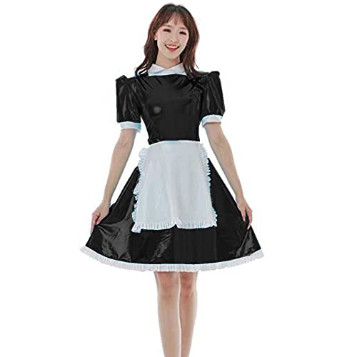 Sissy Französisches Kostüm für Damen, sexy Anime, Cosplay, kurzärmelig, Dienstmädchen-Uniform, Übergröße, Schwarz, 6XL von Generic
