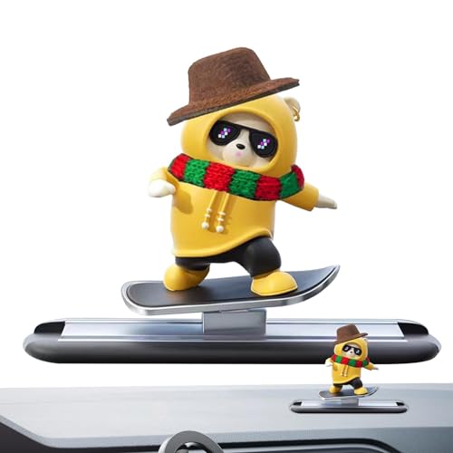 Skateboard Bär Auto Ornamente Skateboard Bär für Auto | Auto Dekoration Skateboard Bär Schaukel Cartoon Niedliche Skateboard Bär Dekoration von Generic