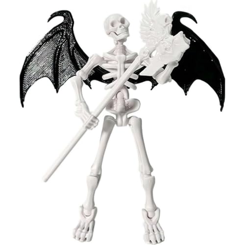 Skelett Actionfigur - Bewegliches menschliches Skelett, bemalbares Sammlerstück mit 4 Zubehörteilen, 2 Handformen, schwarze Dämonenflügel, Desktop-Dekor für Enthusiasten & Sammler Skelett Actionfigur - Bewegliches menschliches Skelett, bemalbares Sammlerstück mit 4 Zubehörteilen, 2 Handformen, schwarze Dämonenflügel, Desktop-Dekor für Enthusiasten & Sammler von Generic