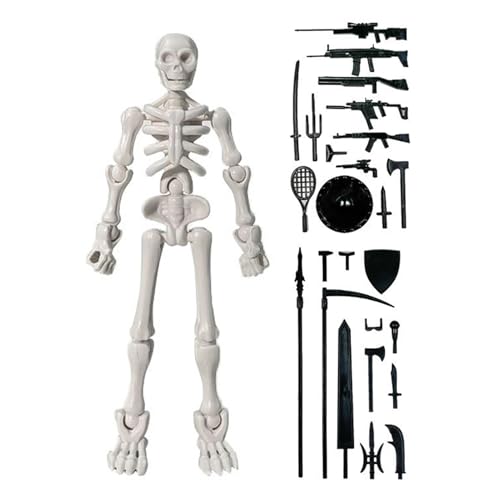 Skelett Actionfigur - Halloween Skelett Dekorationen | Bewegliche Gelenkfigur mit Zubehör | Realistische Horror Skelett Statue für Halloween, Weihnachten, Rollenspiel | Schreibtisch, oder von Generic