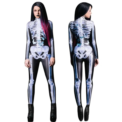 Skelett-Kostüme - Skelett-Kostüm für Damen, Requisiten zum Verkleiden von Skelett-Anzug | Cosplay-Kostüm für Herren Damen Halloween-Skelett, Halloween-Partyzubehör Overall I Skelett-Kostüme - Skelett-Kostüm für Damen, Requisiten zum Verkleiden von Skelett-Anzug | Cosplay-Kostüm für Herren Damen Halloween-Skelett, Halloween-Partyzubehör Overall I von Generic