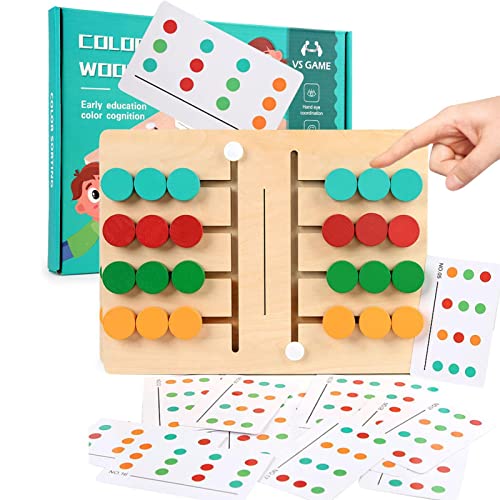 Slide Puzzle Pädagogisches Montessori Brettspiel, Lustig Schiebepuzzle Color Match Spiel, Holz Knobelspiele Für Erwachsene Kinder Farb, Sortierspielzeug Pädagogisches Logikspiel von Generic