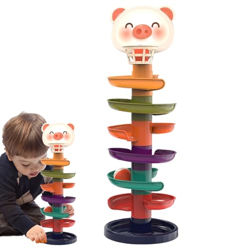 Sliding Ball Toy - Rolling Track Tower, Kleinkind Drop Ball Game | Pädagogische Stapelballrutsche für 1-3-Jährige, frühes Entwicklungsspielzeug für die Farberkennung und interaktive Babyspielzeit Sliding Ball Toy - Rolling Track Tower, Kleinkind Drop Ball Game | Pädagogische Stapelballrutsche für 1-3-Jährige, frühes Entwicklungsspielzeug für die Farberkennung und interaktive Babyspielzeit von Generic