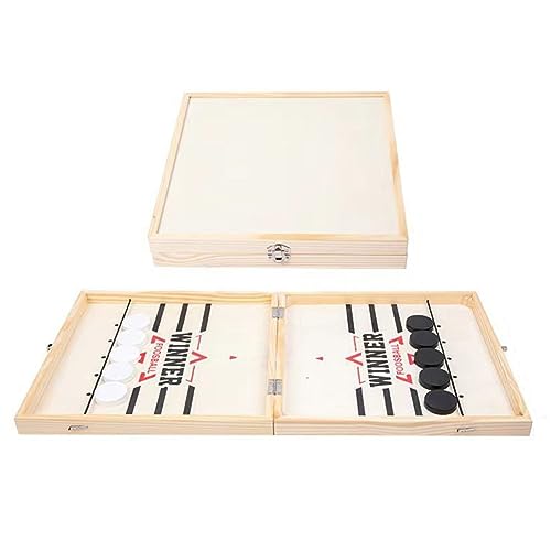 Sling Puck Brettspiel für Kinder & Erwachsene – Holz-Tischspiel mit 10 Kugeln, fördert Geschwindigkeit & Genauigkeit, Familienspiel (Large Folding) von Generic