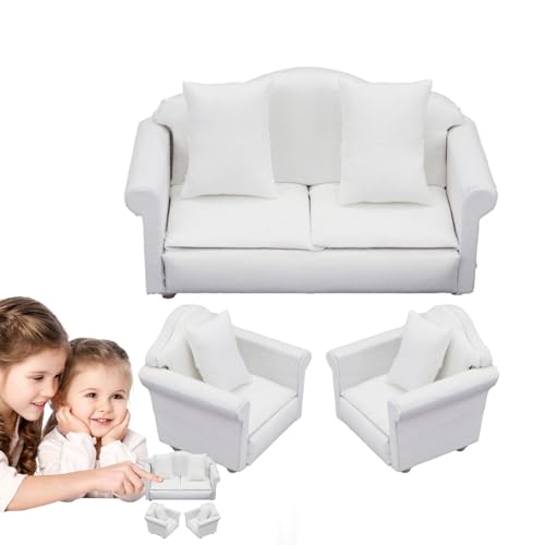 -Sofa für Haokini Doll House - 1/12 Puppenhaus Sessel, Sofa mit 3 abnehmbaren Kissen, ideal für Doll House, Geburtstagsgeschenk für Mädchen -Sofa für Haokini Doll House - 1/12 Puppenhaus Sessel, Sofa mit 3 abnehmbaren Kissen, ideal für Doll House, Geburtstagsgeschenk für Mädchen von Generic