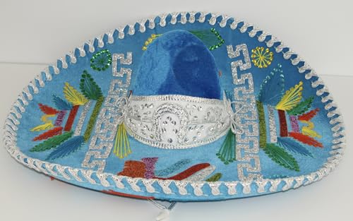 Sombrero Mariachi Hut INDIO in Cancún blau und silber Farbkombianation aus Mexiko in M Größe von Generic