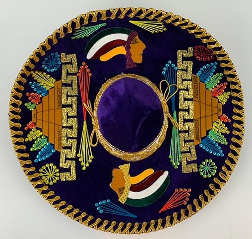 Sombrero Mariachi Hut aus Mexiko INDIO in lila und gold Farbkombianation in 5 Größe (M SIZE) von Generic