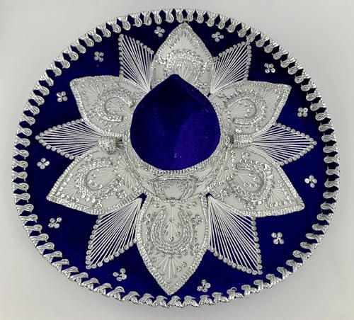 Sombrero Mariachi Hut aus Mexiko in dunkelblau und silber Farbkombianation in 5 Größe (M SIZE) von Generic