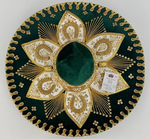Sombrero Mariachi Hut aus Mexiko in grün und gold Farbkombianation in 5 Größe - "2XS" Größe von Generic