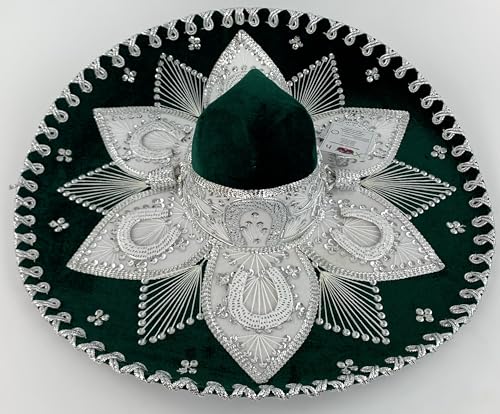 Sombrero Mariachi Hut aus Mexiko in grün und silber Farbkombianation in 5 Größe (L SIZE) von Generic
