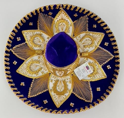 Sombrero Mariachi Hut aus Mexiko in lila und gold Farbkombianation in 5 Größe (XS SIZE) von Generic