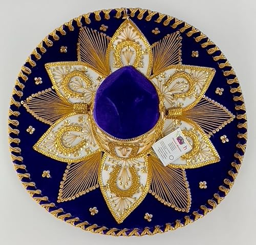 Sombrero Mariachi Hut aus Mexiko in lila und gold Farbkombianation in 5 Größe - "2XS" Größe von Generic