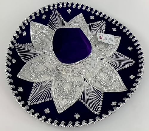 Sombrero Mariachi Hut aus Mexiko in lila und silber Farbkombianation in 5 Größe (XS SIZE) von Generic